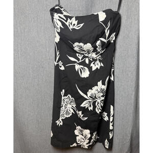 Vintage Y2K GAP Floral Sundress Size‎ 10 Black White Hibiscus Dress